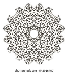 Mandala. Ethnic decorative element. Hand drawn backdrop. Islam, Arabic, Indian, ottoman motifs. Boho style. Vector for coloring page for adults
