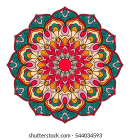 Mandala. Ethnic decorative element. Hand drawn backdrop. Islam, Arabic, Indian, ottoman motifs. Boho style.