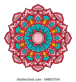 Mandala. Ethnic decorative element. Hand drawn backdrop. Islam, Arabic, Indian, ottoman motifs. Boho style.