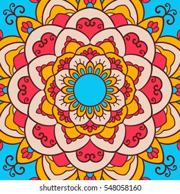 Mandala. Ethnic decorative element. Hand drawn backdrop. Islam, Arabic, Indian, ottoman motifs. Boho style.