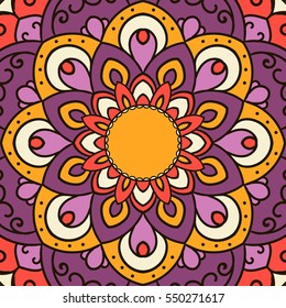 Mandala. Ethnic decorative element. Hand drawn backdrop. Islam, Arabic, Indian, ottoman motifs. Boho style.