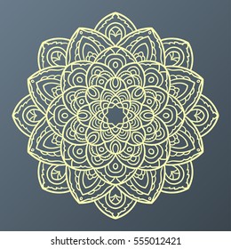 Mandala. Ethnic decorative element. Hand drawn backdrop. Islam, Arabic, Indian, ottoman motifs. Boho style. Vector for coloring page for adults