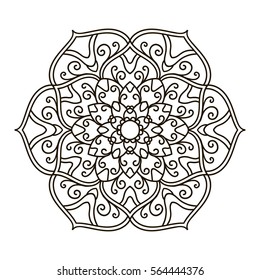 Mandala. Ethnic decorative element. Hand drawn backdrop. Islam, Arabic, Indian, ottoman motifs. Boho style. Vector for coloring page for adults