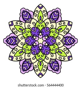 Mandala. Ethnic decorative element. Hand drawn backdrop. Islam, Arabic, Indian, ottoman motifs. Boho style.