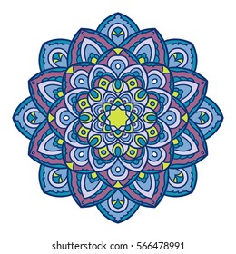 Mandala. Ethnic decorative element. Hand drawn backdrop. Islam, Arabic, Indian, ottoman motifs. Boho style.