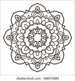 Mandala. Ethnic decorative element. Hand drawn backdrop. Islam, Arabic, Indian, ottoman motifs. Boho style. Vector for coloring page for adults