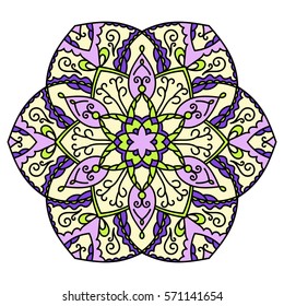 Mandala. Ethnic decorative element. Hand drawn backdrop. Islam, Arabic, Indian, ottoman motifs. Boho style.