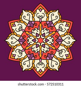 Mandala. Ethnic decorative element. Hand drawn backdrop. Islam, Arabic, Indian, ottoman motifs. Boho style.