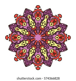 Mandala. Ethnic decorative element. Hand drawn backdrop. Islam, Arabic, Indian, ottoman motifs. Boho style.