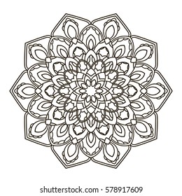 Mandala. Ethnic decorative element. Hand drawn backdrop. Islam, Arabic, Indian, ottoman motifs. Boho style. Vector for coloring page for adults