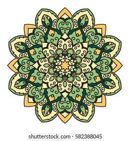 Mandala. Ethnic decorative element. Hand drawn backdrop. Islam, Arabic, Indian, ottoman motifs. Boho style.