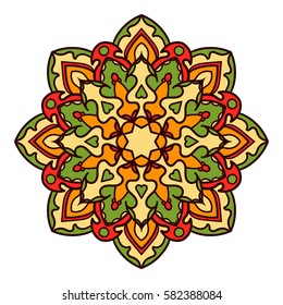 Mandala. Ethnic decorative element. Hand drawn backdrop. Islam, Arabic, Indian, ottoman motifs. Boho style.