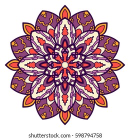 Mandala. Ethnic decorative element. Hand drawn backdrop. Islam, Arabic, Indian, ottoman motifs. Boho style.