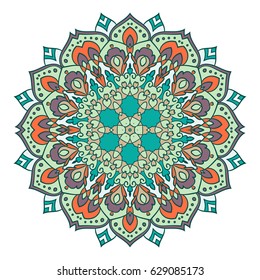 Mandala. Ethnic decorative element. Hand drawn backdrop. Islam, Arabic, Indian, ottoman motifs. Boho style.