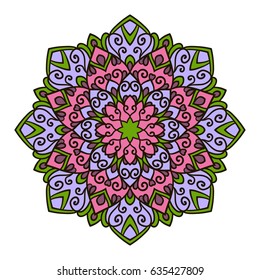 Mandala. Ethnic decorative element. Hand drawn backdrop. Islam, Arabic, Indian, ottoman motifs. Boho style.