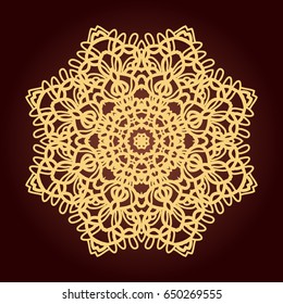 Mandala. Ethnic decorative element. Hand drawn backdrop. Islam, Arabic, Indian, ottoman motifs. Boho style. Line art for adult coloring book page design.