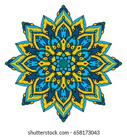 Mandala. Ethnic decorative element. Hand drawn backdrop. Islam, Arabic, Indian, ottoman motifs. Boho style.