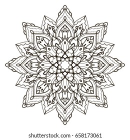 Mandala. Ethnic decorative element. Hand drawn backdrop. Islam, Arabic, Indian, ottoman motifs. Boho style. Vector for coloring page for adults