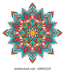 Mandala. Ethnic decorative element. Hand drawn backdrop. Islam, Arabic, Indian, ottoman motifs. Boho style.