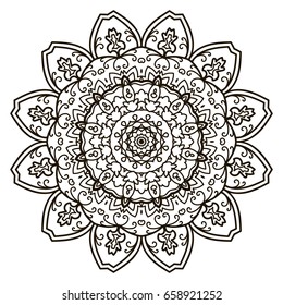 Mandala. Ethnic decorative element. Hand drawn backdrop. Islam, Arabic, Indian, ottoman motifs. Boho style. Vector for coloring page for adults