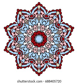 Mandala. Ethnic decorative element. Hand drawn backdrop. Islam, Arabic, Indian, ottoman motifs. Boho style.