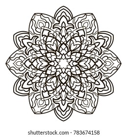 Mandala. Ethnic decorative element. Hand drawn backdrop. Islam, Arabic, Indian, ottoman motifs. Boho style. Vector for coloring page for adults