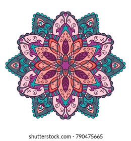 Mandala. Ethnic decorative element. Hand drawn backdrop. Islam, Arabic, Indian, ottoman motifs. Boho style.