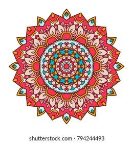 Mandala. Ethnic decorative element. Hand drawn backdrop. Islam, Arabic, Indian, ottoman motifs. Boho style.