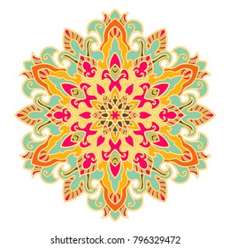 Mandala. Ethnic decorative element. Hand drawn backdrop. Islam, Arabic, Indian, ottoman motifs. Boho style.