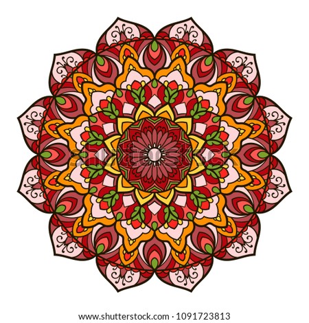 Mandala. Ethnic decorative element. Hand drawn backdrop. Islam, Arabic, Indian, ottoman motifs. Boho style.