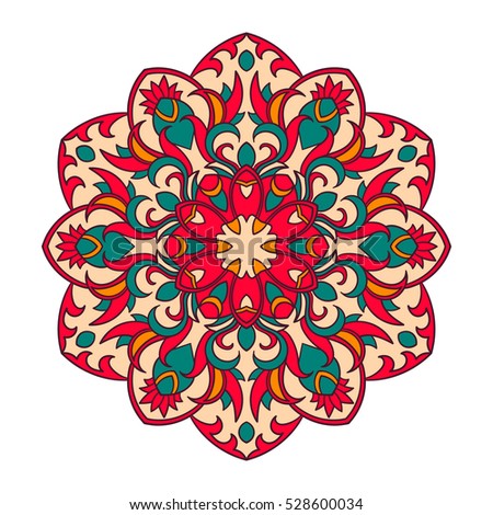 Mandala. Ethnic decorative element. Hand drawn backdrop. Islam, Arabic, Indian, ottoman motifs. Boho style.