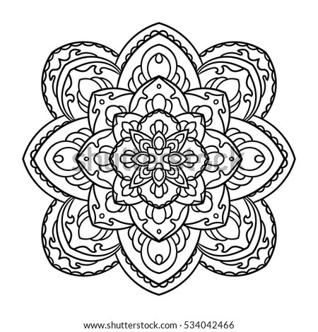 Mandala. Ethnic decorative element. Hand drawn backdrop. Islam, Arabic, Indian, ottoman motifs. Boho style. Vector for coloring page for adults
