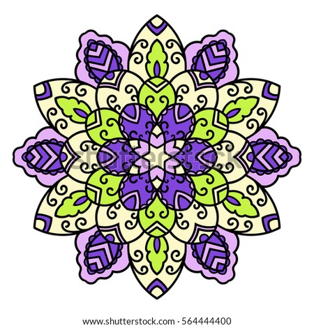 Mandala. Ethnic decorative element. Hand drawn backdrop. Islam, Arabic, Indian, ottoman motifs. Boho style.