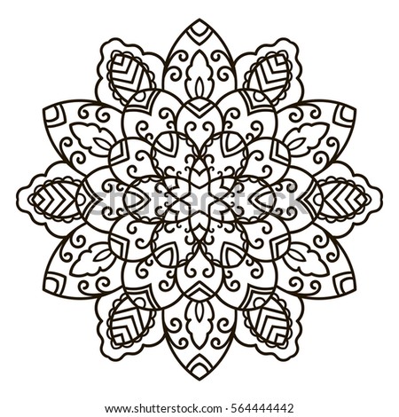 Mandala. Ethnic decorative element. Hand drawn backdrop. Islam, Arabic, Indian, ottoman motifs. Boho style. Vector for coloring page for adults