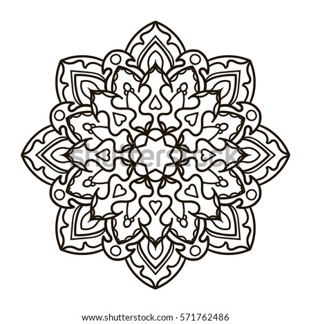 Mandala. Ethnic decorative element. Hand drawn backdrop. Islam, Arabic, Indian, ottoman motifs. Boho style. Vector for coloring page for adults