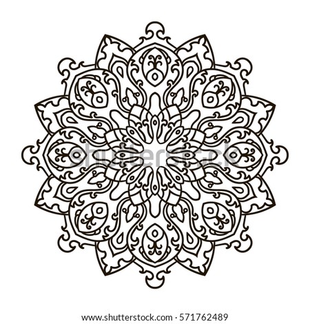 Mandala. Ethnic decorative element. Hand drawn backdrop. Islam, Arabic, Indian, ottoman motifs. Boho style. Vector for coloring page for adults
