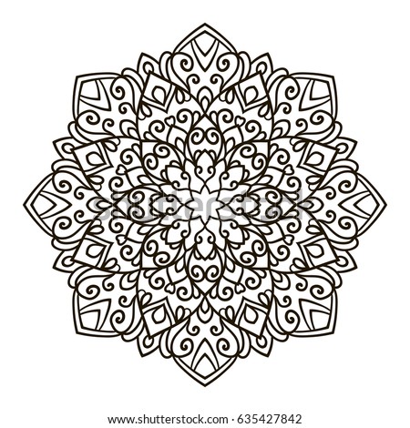 Mandala. Ethnic decorative element. Hand drawn backdrop. Islam, Arabic, Indian, ottoman motifs. Boho style. Vector for coloring page for adults