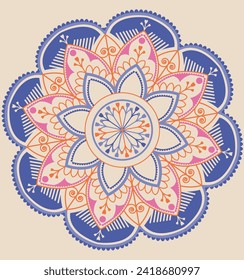 Mandala. Elementos de decoración étnica. Fondo hecho a mano. Motivos islámicos, árabes, indios y otomanos.