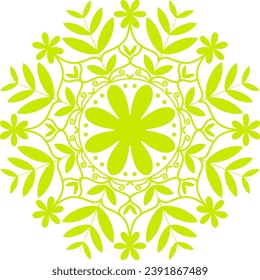 Mandala. Elementos de decoración étnica. Motivos islámicos, árabes, indios y otomanos. Se trata de un diseño circular y floral ilustrado.