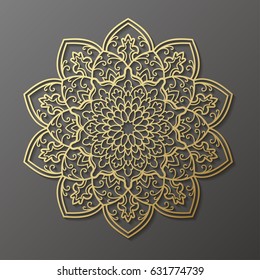 Mandala. Ethnic decorative element. Islam, Arabic, Indian, ottoman motifs. Boho style. Line art for adult coloring book page design.