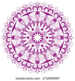 Mandala. Ethnic decorative element.  Mono color gray line art design.