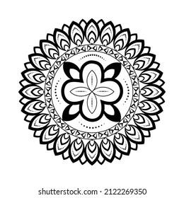 Mandala. Ethnic decorative elements. Hand drawn vector in illustration on background. Islam, Arabic, Indian, ottoman motifs. Vintage decorative elements. Oriental pattern. Monochrome contour mandala.