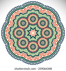 Mandala. Ethnic decorative elements. Hand drawn background. Islam, Arabic, Indian, ottoman motifs. 