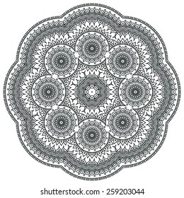 Mandala. Ethnic decorative elements. Hand drawn background. Islam, Arabic, Indian, ottoman motifs. 
