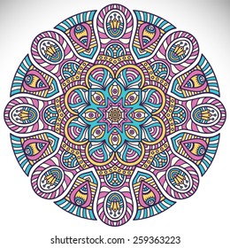 Mandala. Ethnic decorative elements. Hand drawn background. Islam, Arabic, Indian, ottoman motifs. 