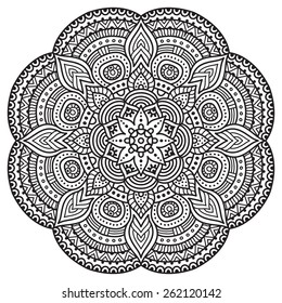 Mandala. Ethnic decorative elements. Hand drawn background. Islam, Arabic, Indian, ottoman motifs. 