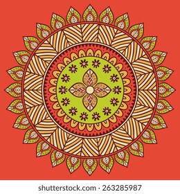 Mandala. Ethnic decorative elements. Hand drawn background. Islam, Arabic, Indian, ottoman motifs. 