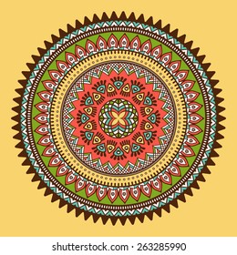 Mandala. Ethnic decorative elements. Hand drawn background. Islam, Arabic, Indian, ottoman motifs. 