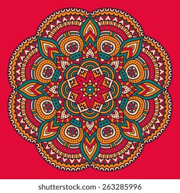 Mandala. Ethnic decorative elements. Hand drawn background. Islam, Arabic, Indian, ottoman motifs. 
