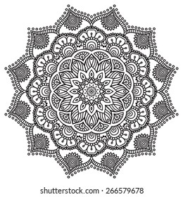 Black White Round Mandala Coloring Page Stock Vector (Royalty Free ...